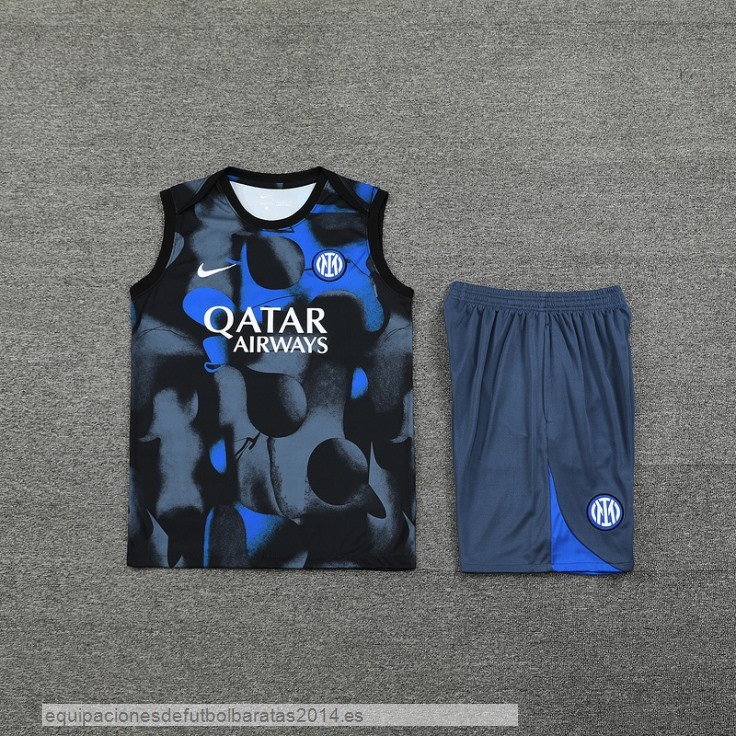 Nuevo Entrenamiento Sin Mangas Conjunto Completo Inter Milan 24/25 Azul Gris Baratas